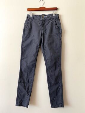Carhartt Women Slim Fit Carpenter Utility Canvas Dungaree Gray Pants Size 4 Tall